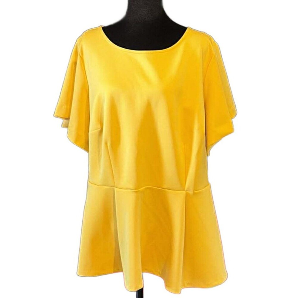 Eloquii Mustard Peplum Blouse